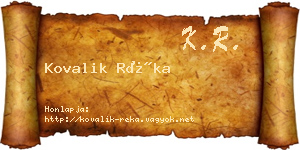 Kovalik Réka névjegykártya